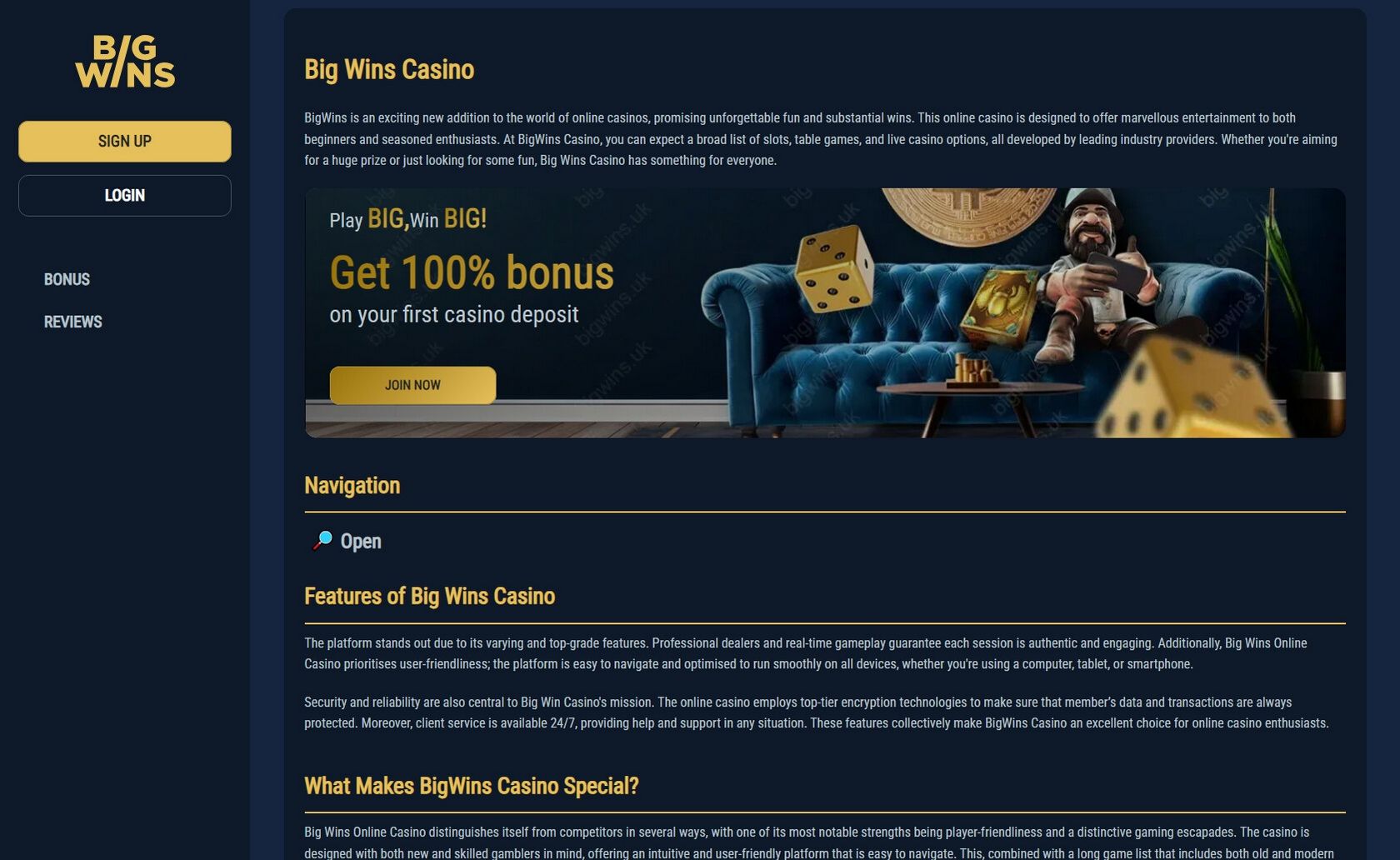 Big Wins Casino Site